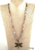 Boho Necklace, RH Amazonite Jasper, Dragonfly Brown Natural Stone